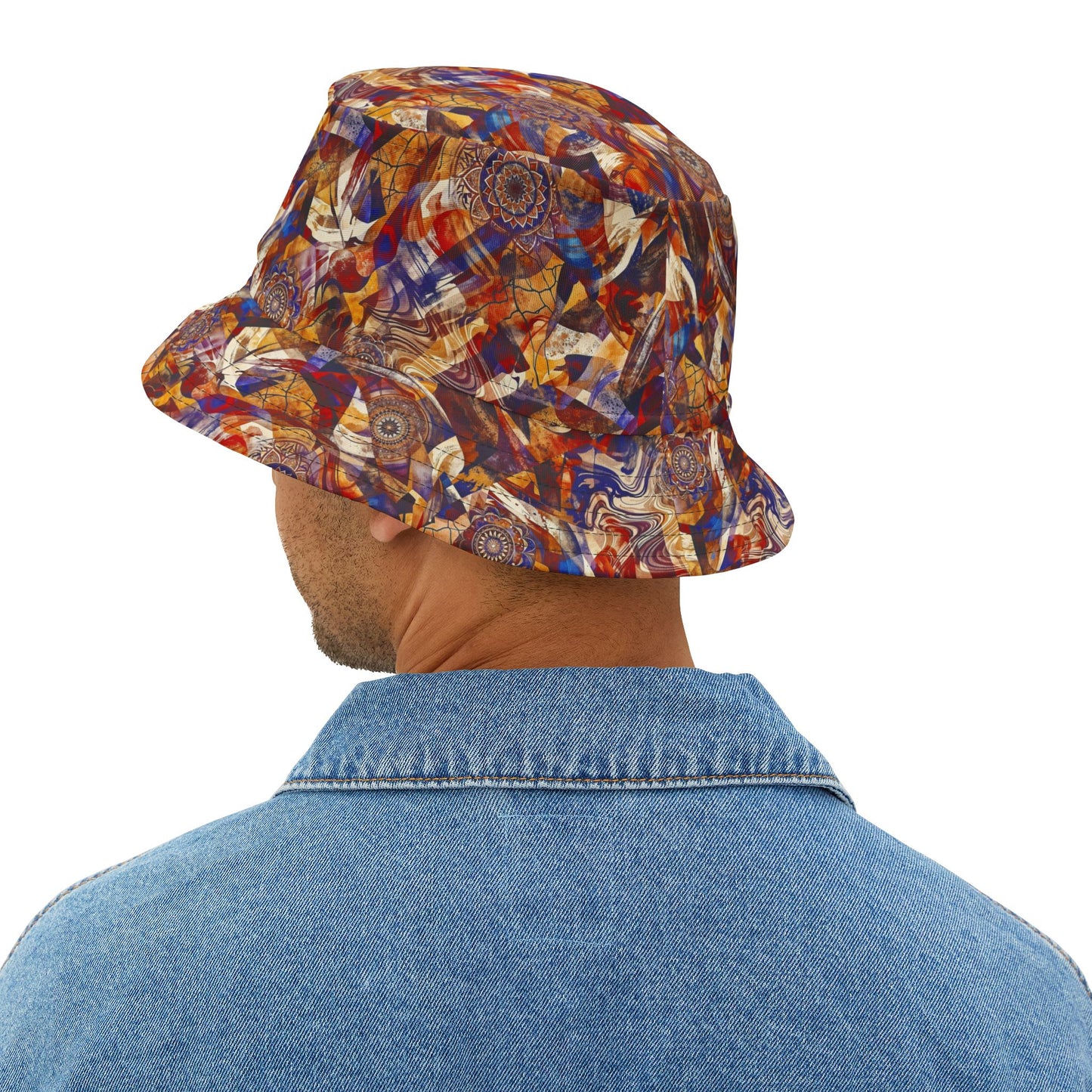Abstract Autumn Swirl Bucket Hat — Colorful Psychedelic All-Over-Print