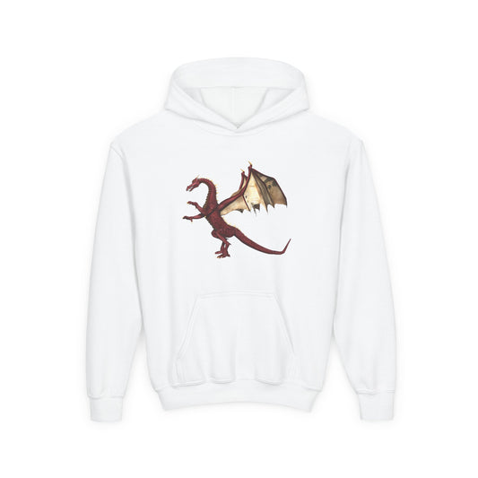 Youth Dragon Hoodie - Red Flying Dragon Kids Pullover