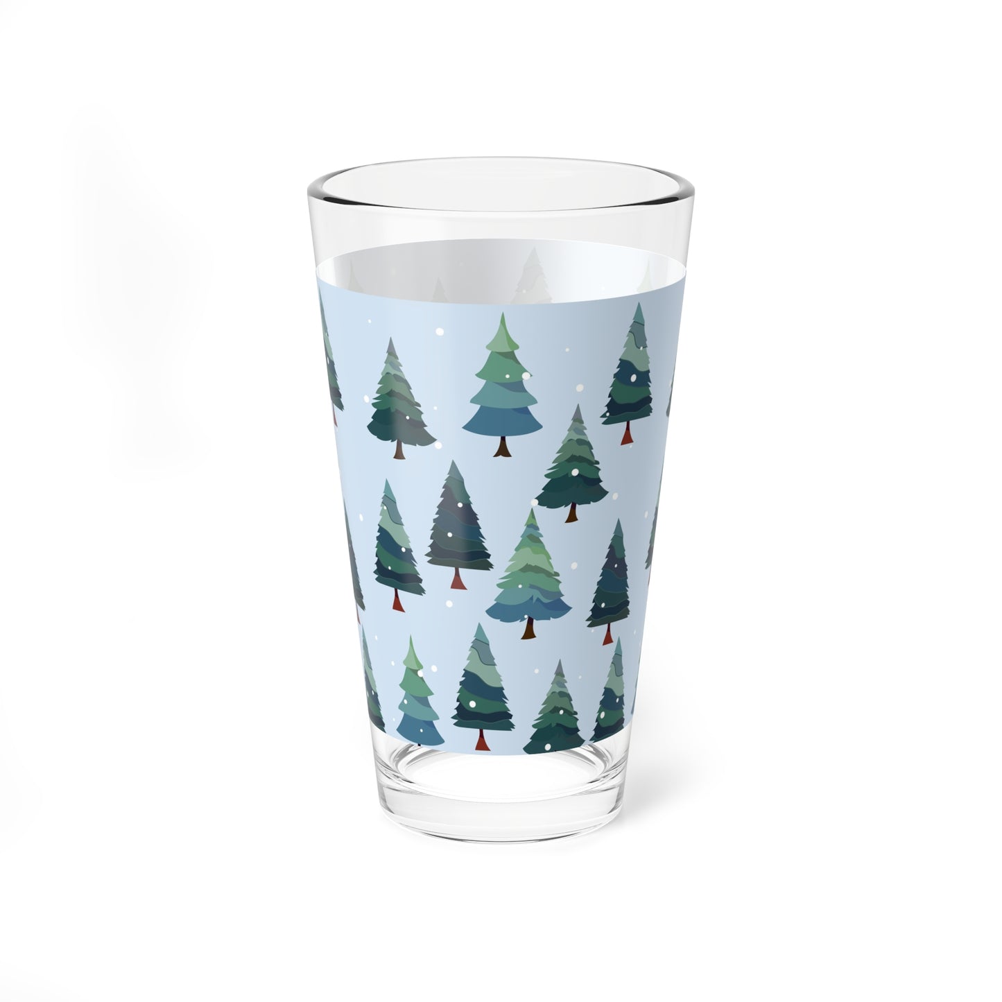 Festive Christmas Mixing Glass, 16oz Drinkware, Holiday Decor, Pine Tree Design, Perfect for Parties, Gift for Home