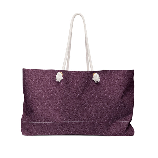 Plum Textured Weekender Bag – Large Travel Tote with Rope Handles