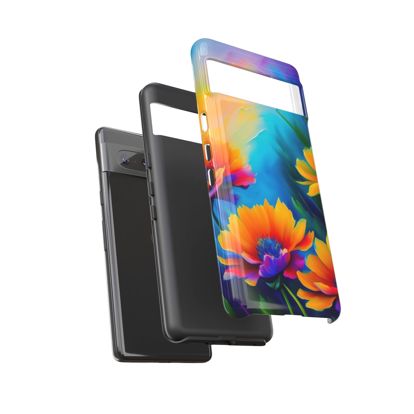 Floral Sunset Tough Phone Case — Vibrant Watercolor Flowers Protective Cover