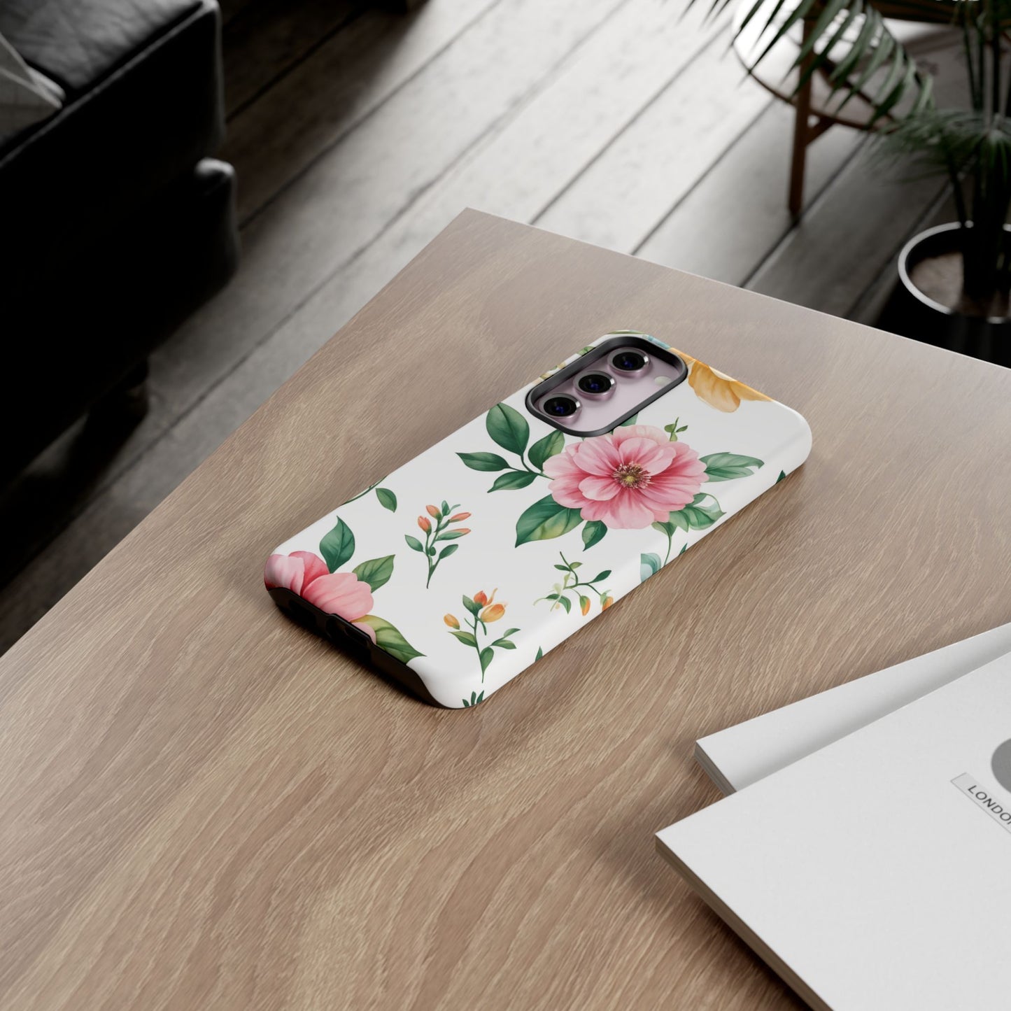 Floral Tough Phone Case — Pink Peony Protective Phone Cover
