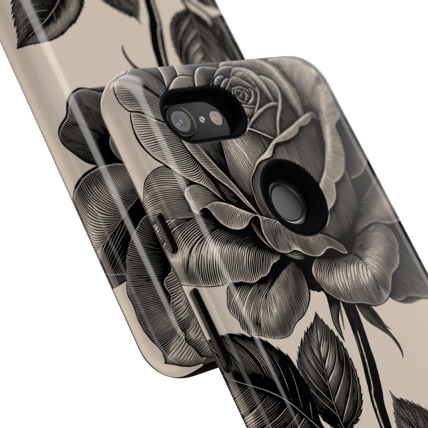 Black Rose Phone Case, Tough Cases with Floral Design, Elegant Tech Accessory, Gift for Flower Lovers, Stylish Protection
