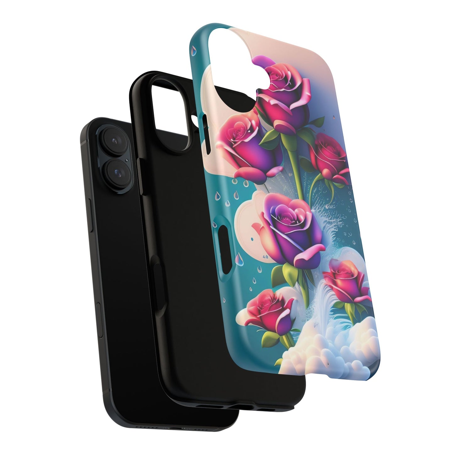Floral Dream Tough Phone Case — Rose Bouquet Clouds Design