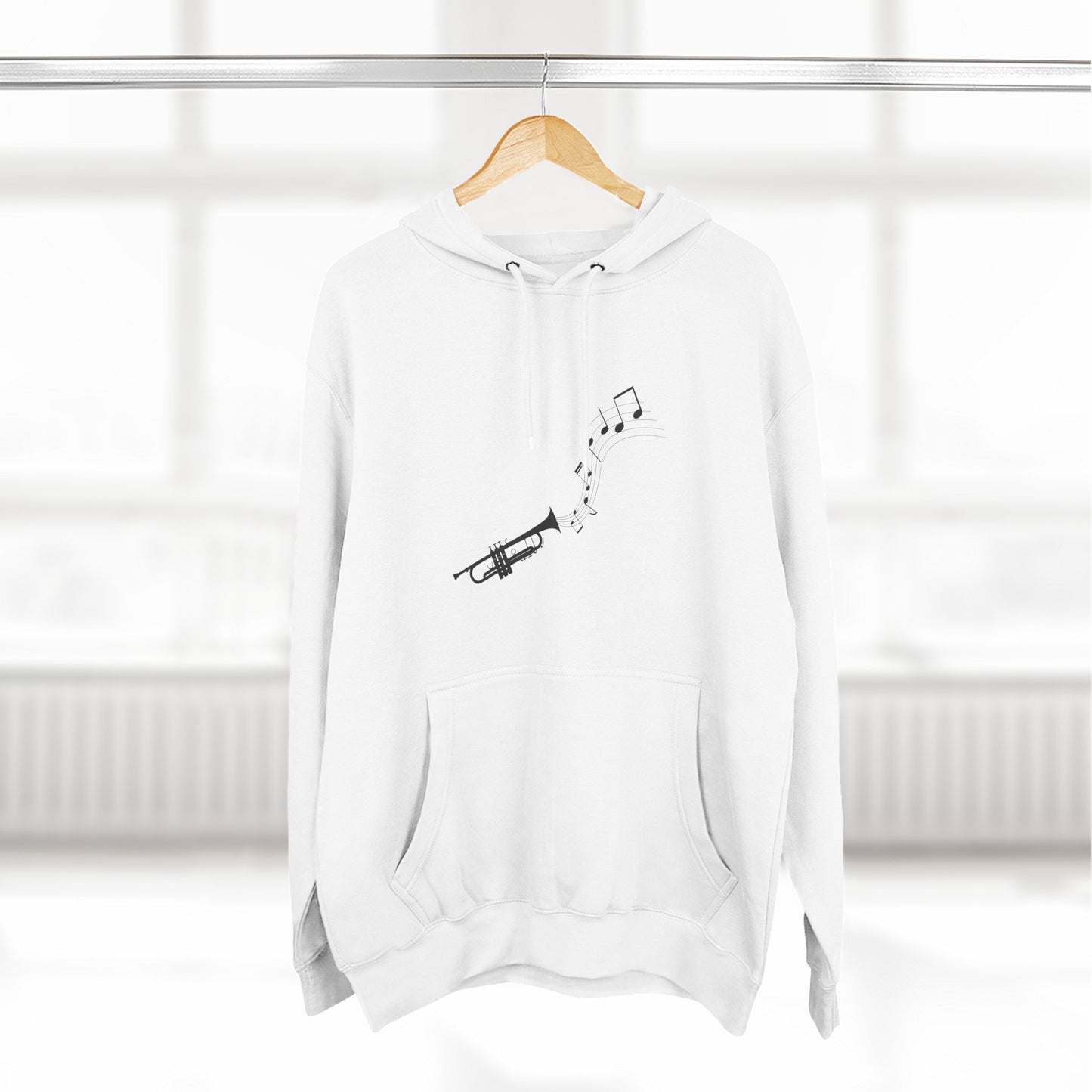 Trumpet Music Notes Hoodie — Minimalist Jazz Instrument Pullover