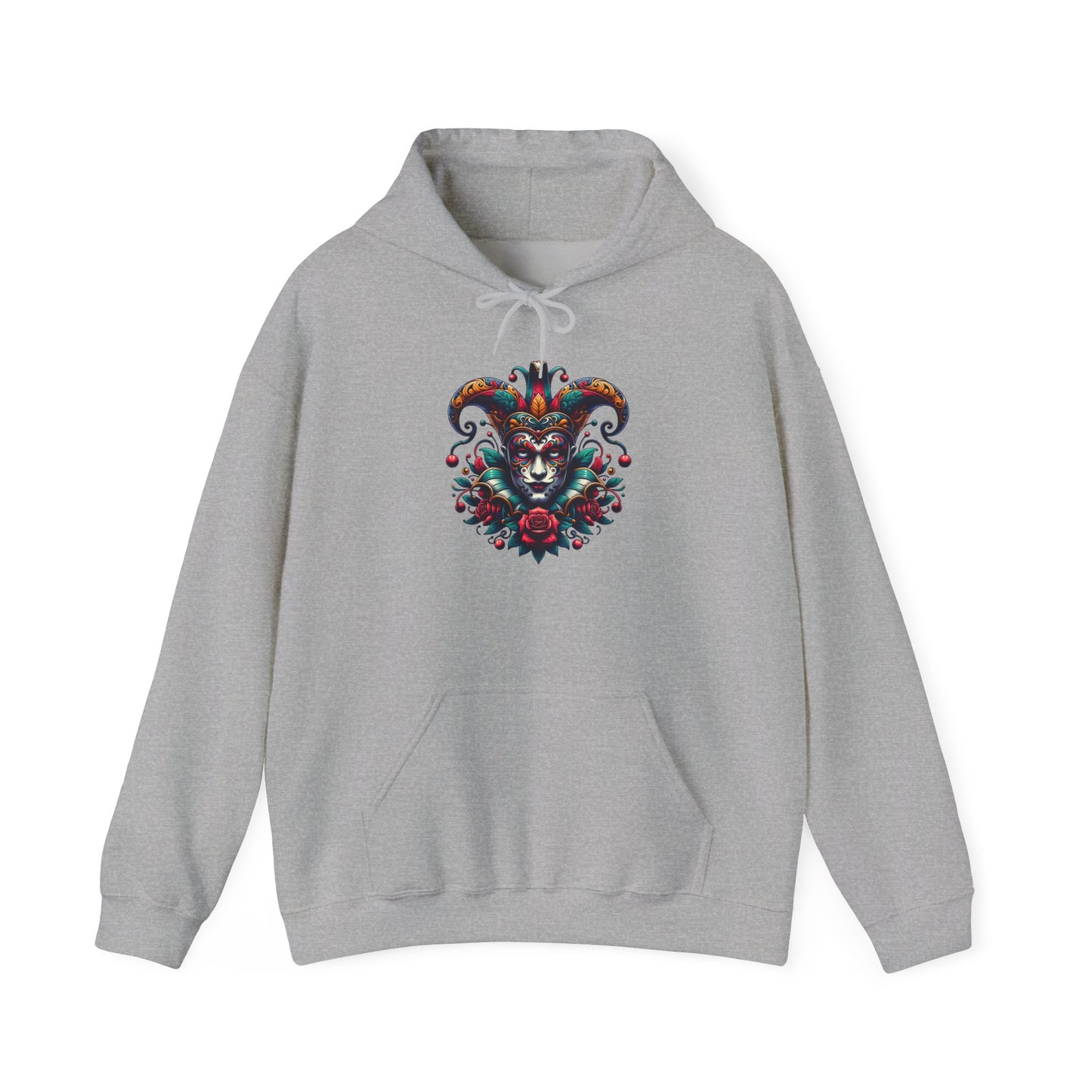 Colorful Jester Hoodie, Unique Graphic Sweatshirt