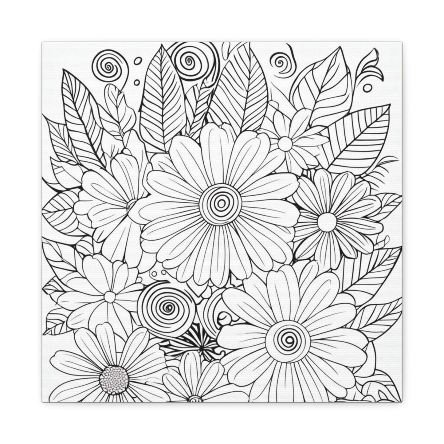 COLOR IT YOURSELF Floral Doodle Canvas Art — Black & White Bouquet Stretched Canvas