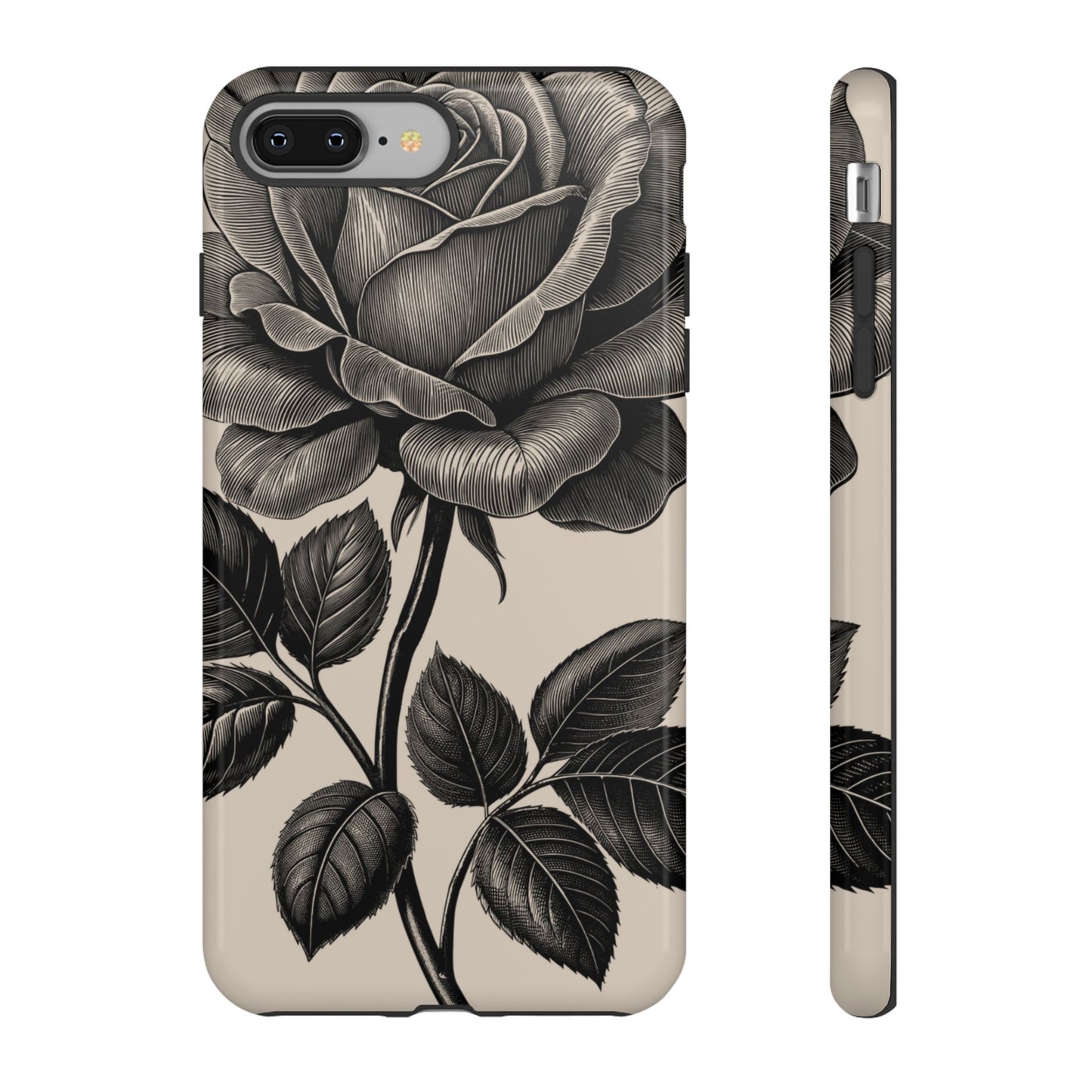 Black Rose Phone Case, Tough Cases with Floral Design, Elegant Tech Accessory, Gift for Flower Lovers, Stylish Protection