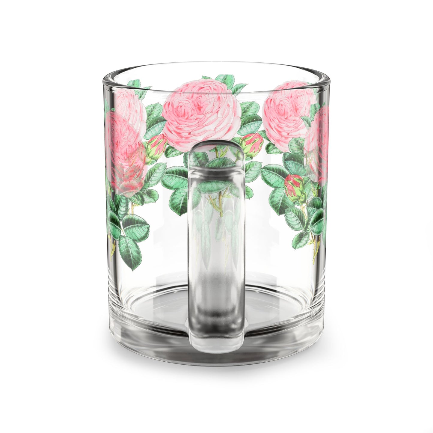 Floral Glass Mug, 10oz - Pink Rose Design, Perfect for Gifts, Home Decor, Tea Lovers, Mother's Day, Garden Party