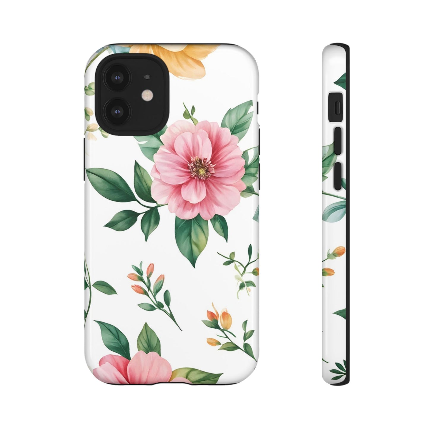 Floral Tough Phone Case — Pink Peony Protective Phone Cover