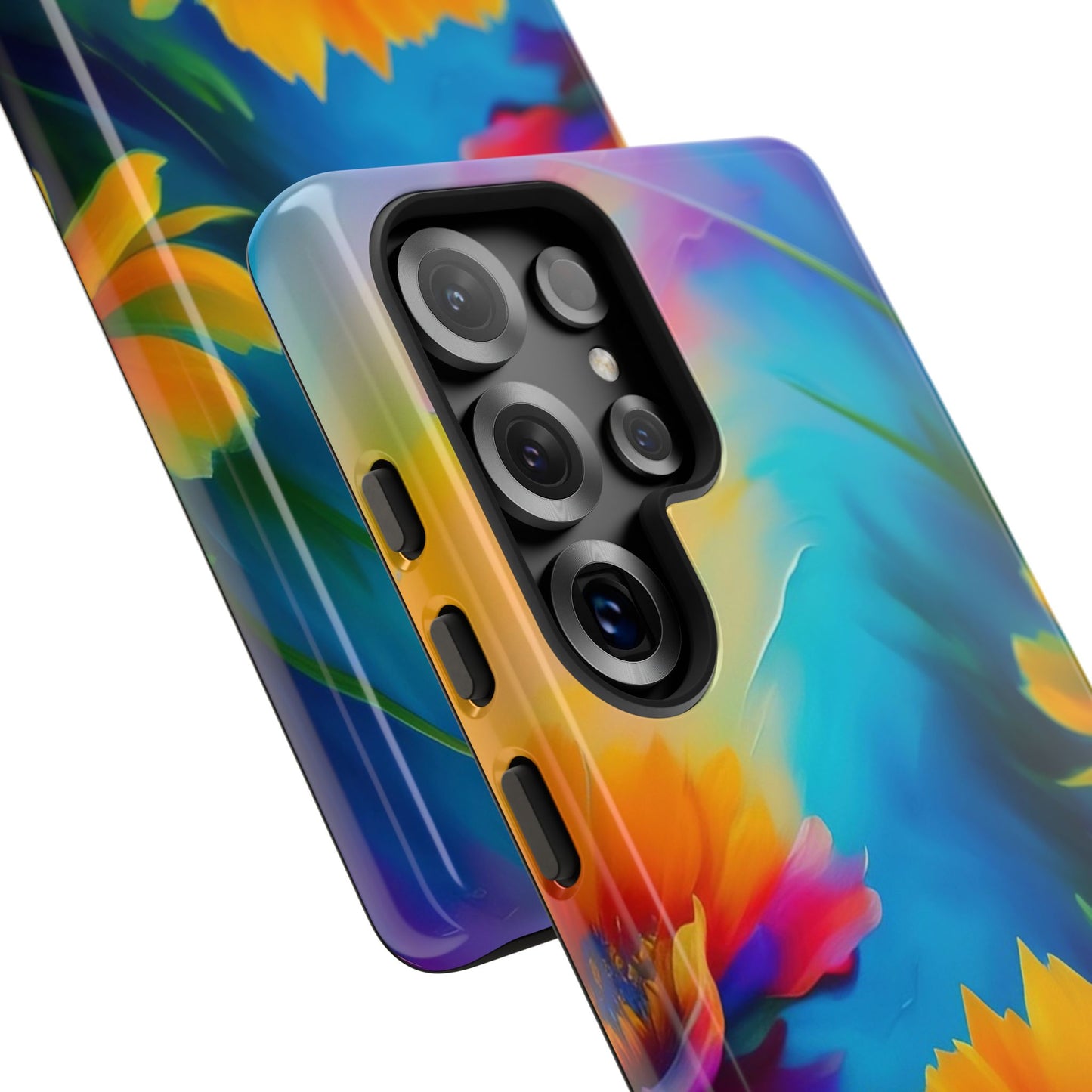 Floral Burst Tough Phone Case — Vibrant Watercolor Flowers Protective Cover