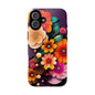 Floral Burst Tough Phone Case — Colorful Retro Flowers Protective Cover