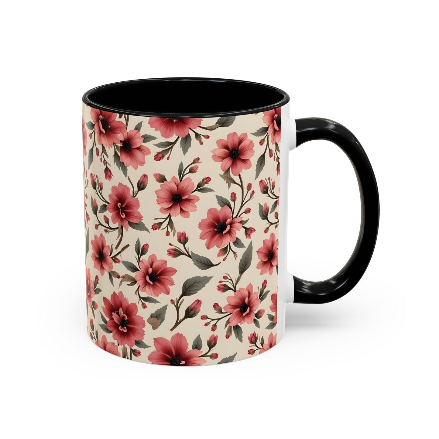 Floral Accent Coffee Mug, Cute Gift for Her, Coffee Lover's Mug, Mother's Day Gift, Housewarming Tea Mug