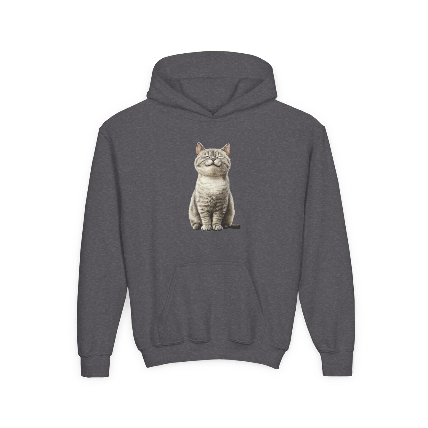 Kids Cat Hoodie – Cute Sitting Kitten Youth Hooded Sweatshirt