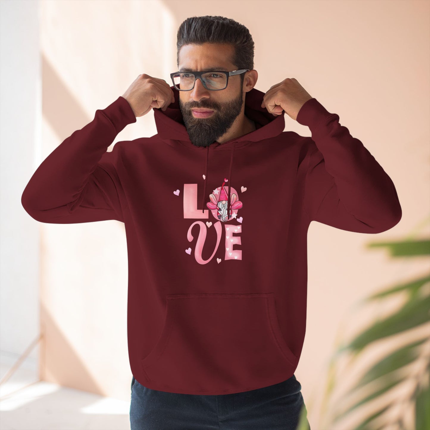 Love Blossom Hoodie — Pink Floral "LOVE" Graphic Fleece Hoodie