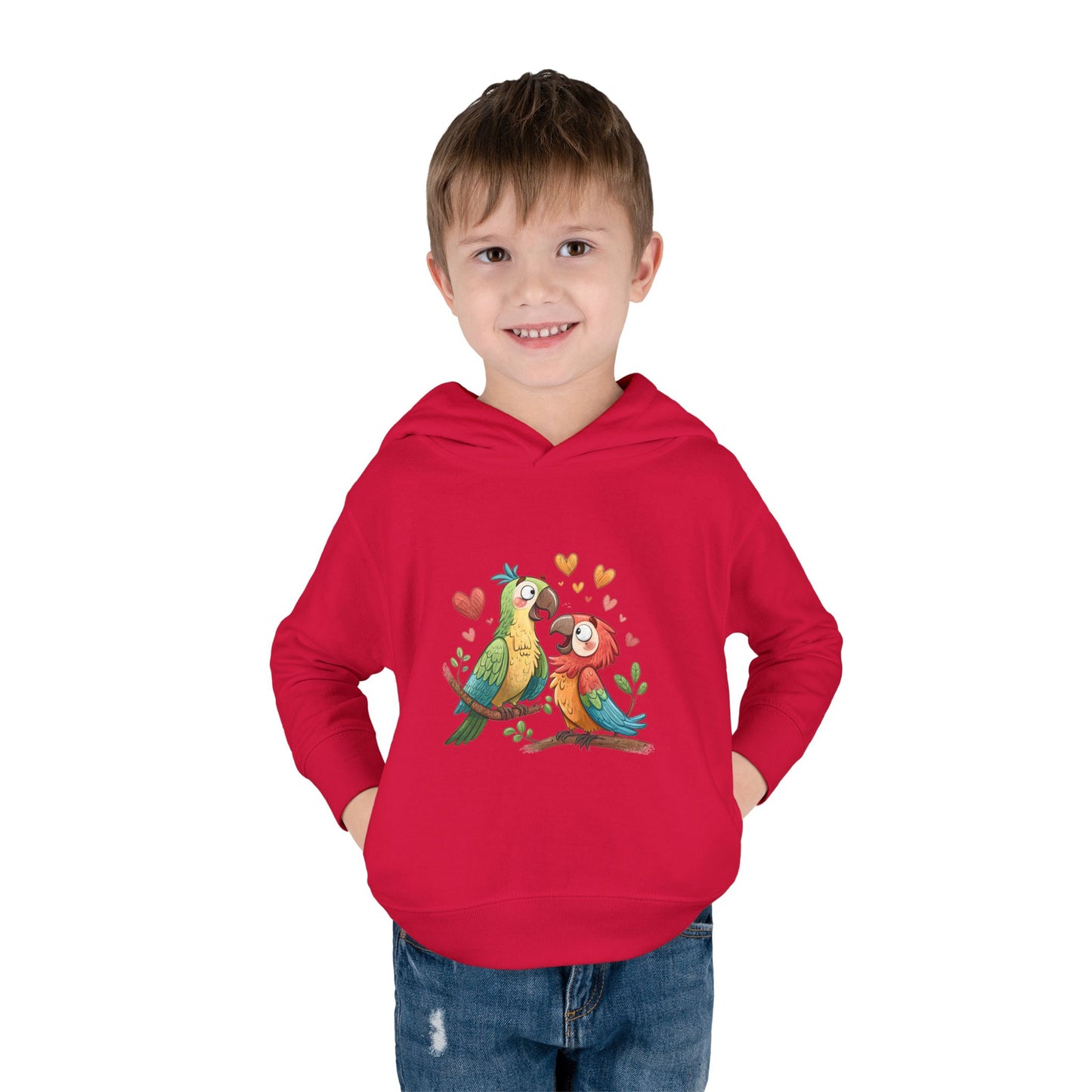 Toddler Hoodie — Cute Parrot Love Pullover (Heart Bird Kids Sweatshirt)