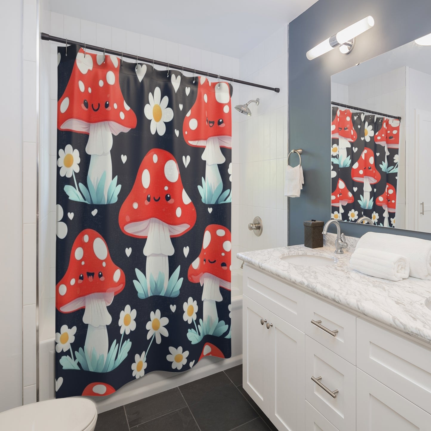 Whimsical Mushroom Shower Curtain Fun Bathroom Decor