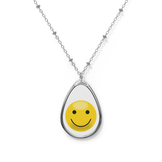 Smiley Face Oval Necklace, Cute Jewelry for Gift