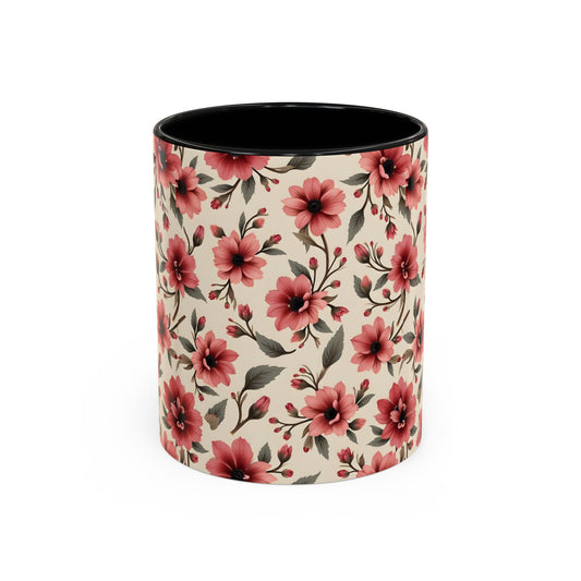 Floral Accent Coffee Mug, Cute Gift for Her, Coffee Lover's Mug, Mother's Day Gift, Housewarming Tea Mug