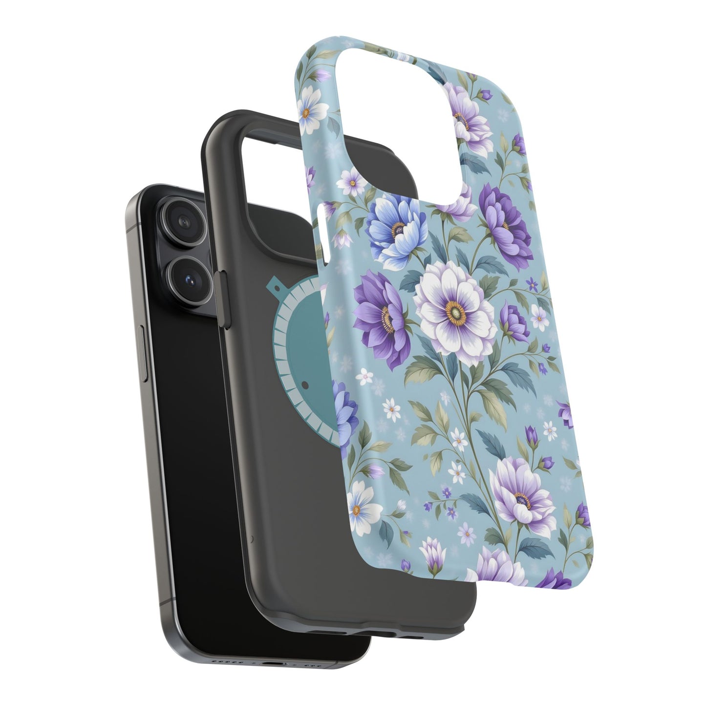 Floral Purple Peony Phone Case — Magnetic Impact‑Resistant Protective Cover