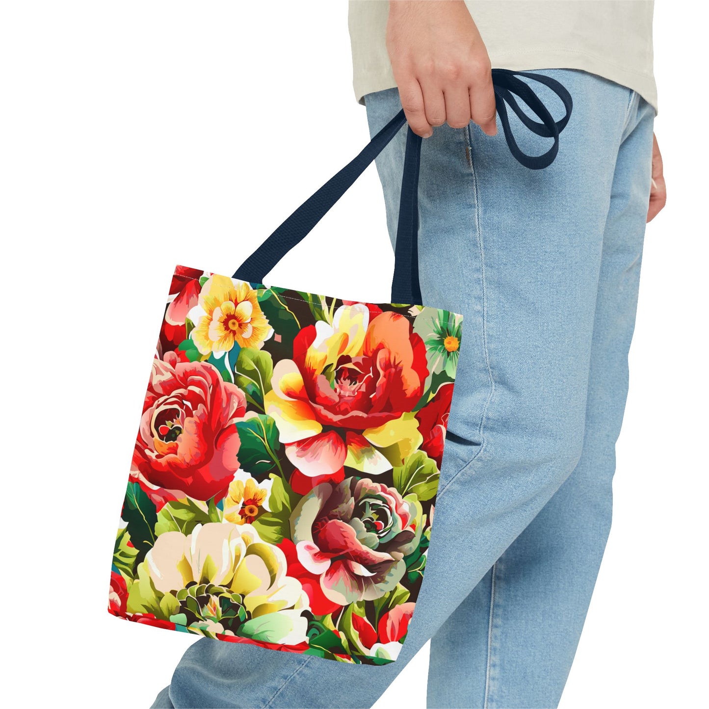Floral Print Tote Bag - Colorful Reusable Shopping Bag Picnic Essential