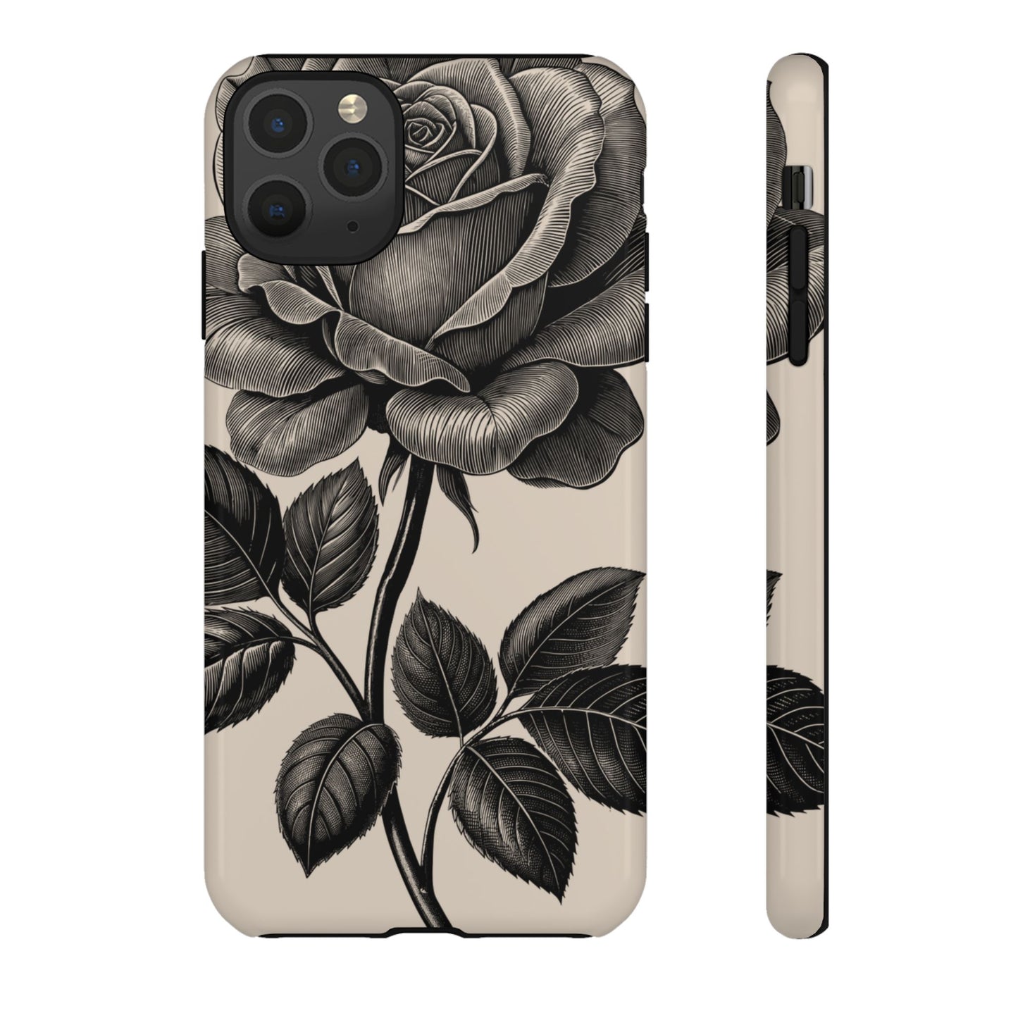 Black Rose Phone Case, Tough Cases with Floral Design, Elegant Tech Accessory, Gift for Flower Lovers, Stylish Protection