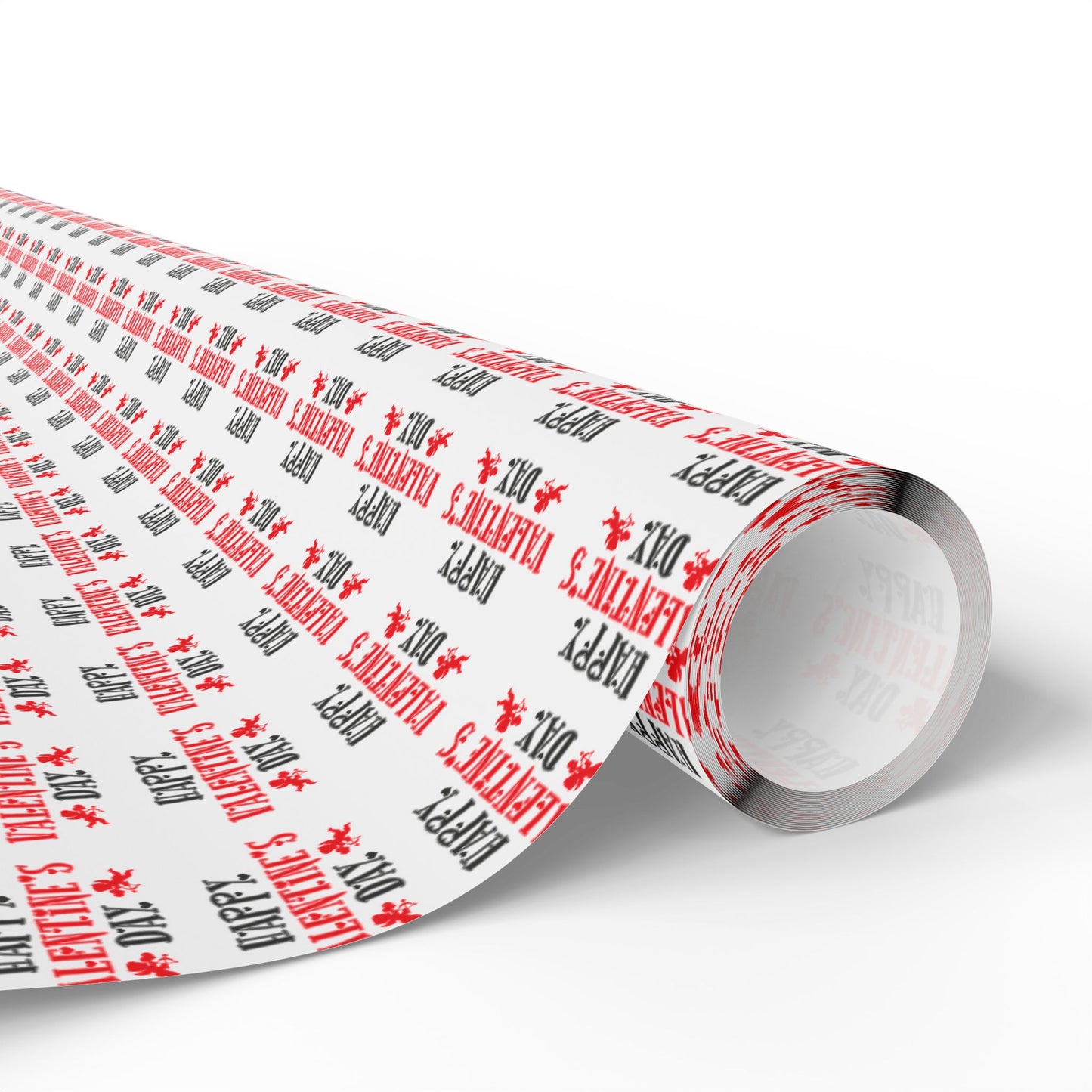 Wrapping Paper Roll — Festive "Happy Valentine's Day" Red & Black Pattern