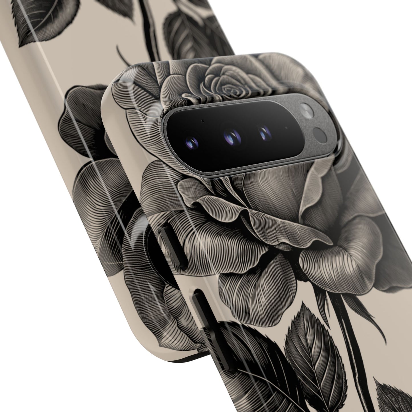 Black Rose Phone Case, Tough Cases with Floral Design, Elegant Tech Accessory, Gift for Flower Lovers, Stylish Protection