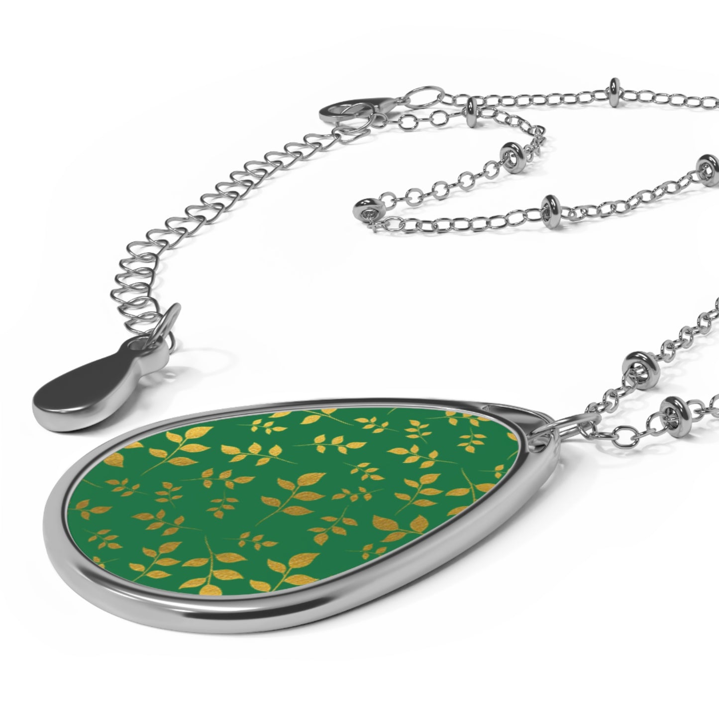 Elegant Oval Necklace with Floral Design, Boho Jewelry