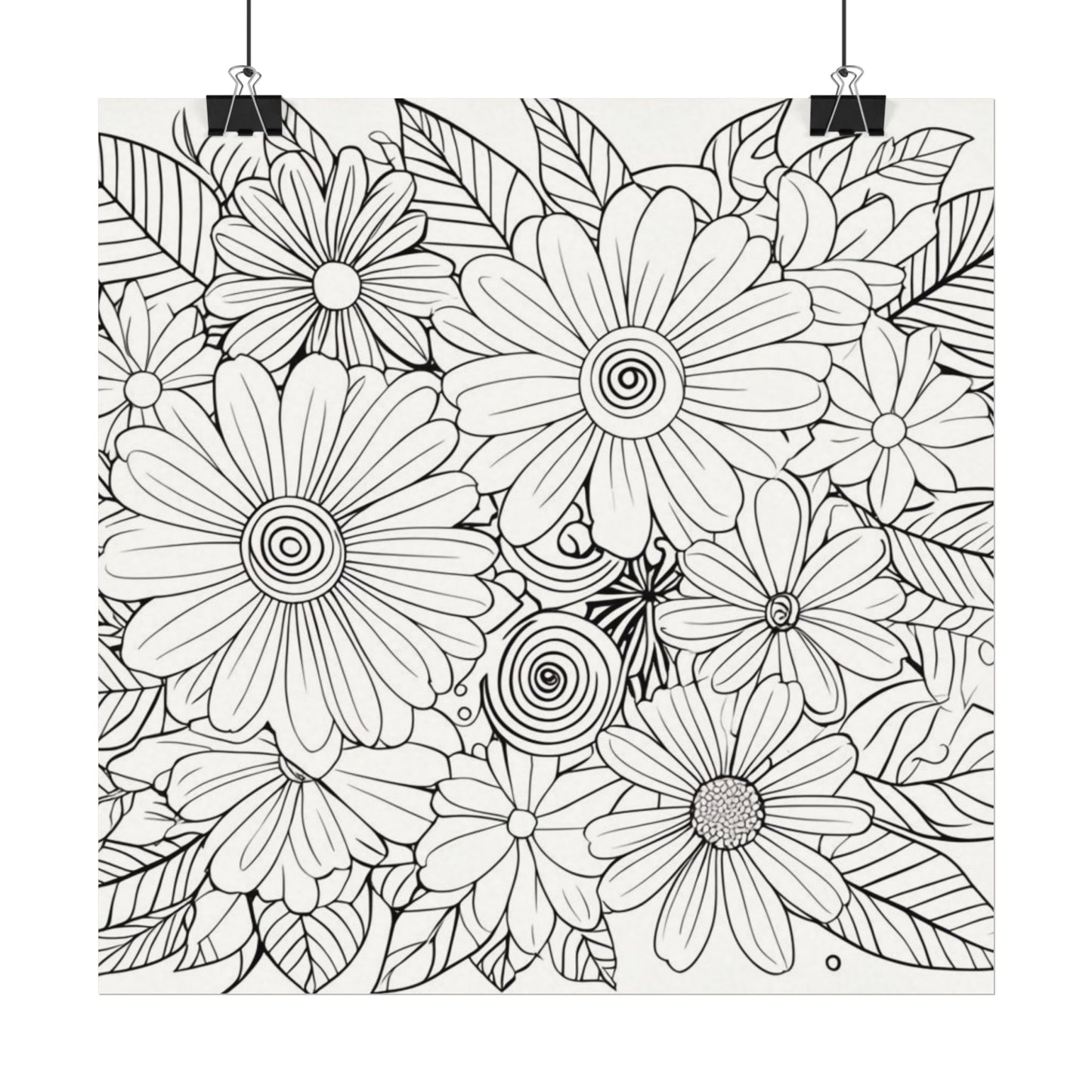 COLOR IT YOURSELF Floral Line Art Poster — Textured Matte Print