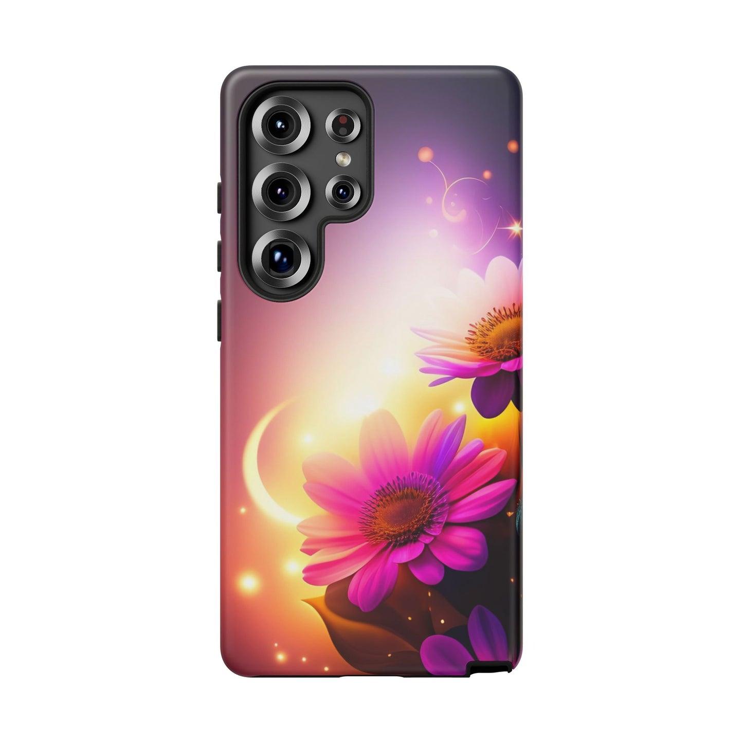 Floral Moonlight Phone Case – Purple Daisy Protective Cover