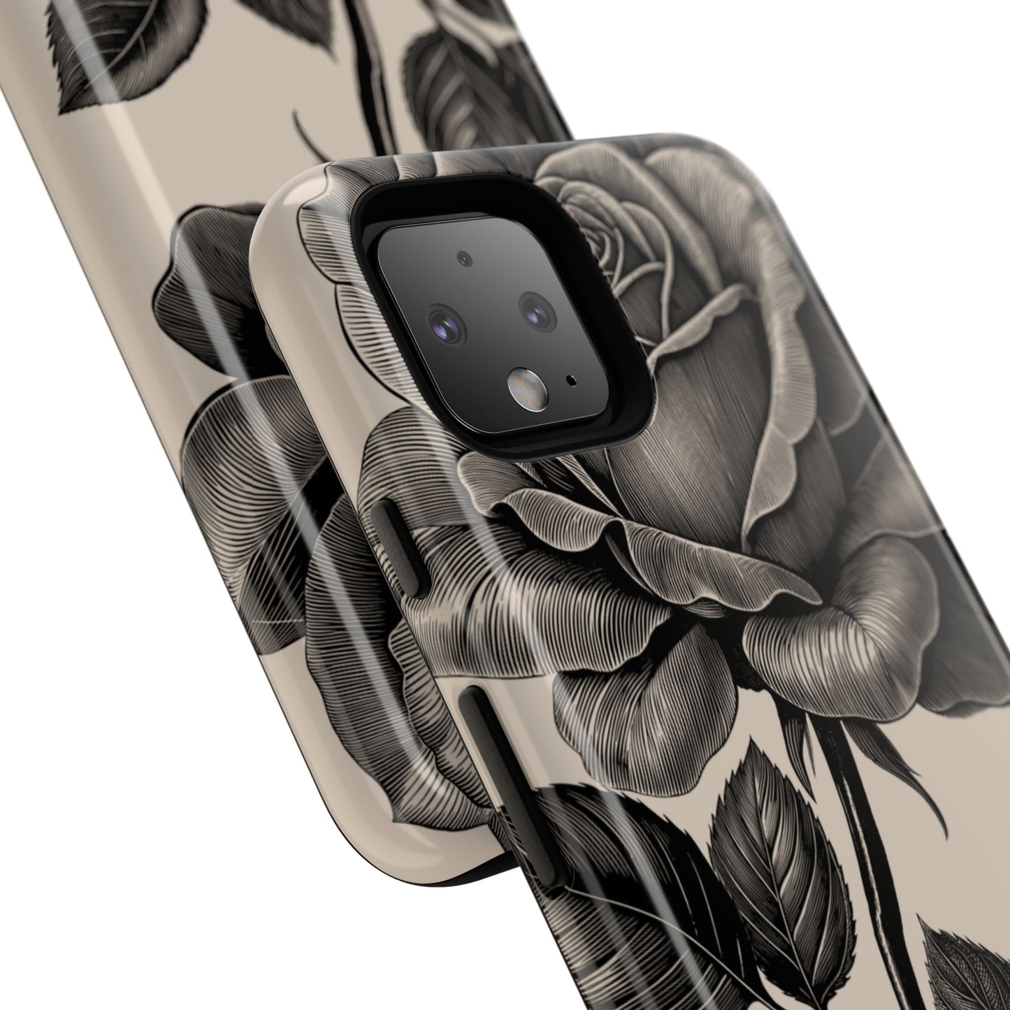 Black Rose Phone Case, Tough Cases with Floral Design, Elegant Tech Accessory, Gift for Flower Lovers, Stylish Protection