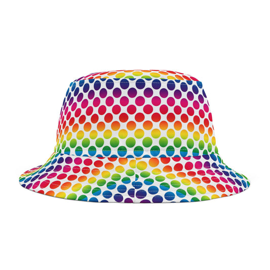 Vibrant Rainbow Polka Dot Bucket Hat, Summer Hat, Festival Accessory, Beachwear, Gift for Her, Fun Fashion