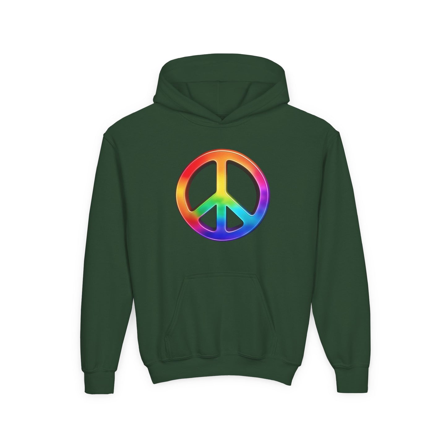 Youth Hoodie — Rainbow Peace Sign Pullover