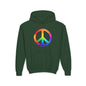 Youth Hoodie — Rainbow Peace Sign Pullover