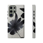 Monochrome Floral Tough Phone Case — Black Ink Flower Protective Cover