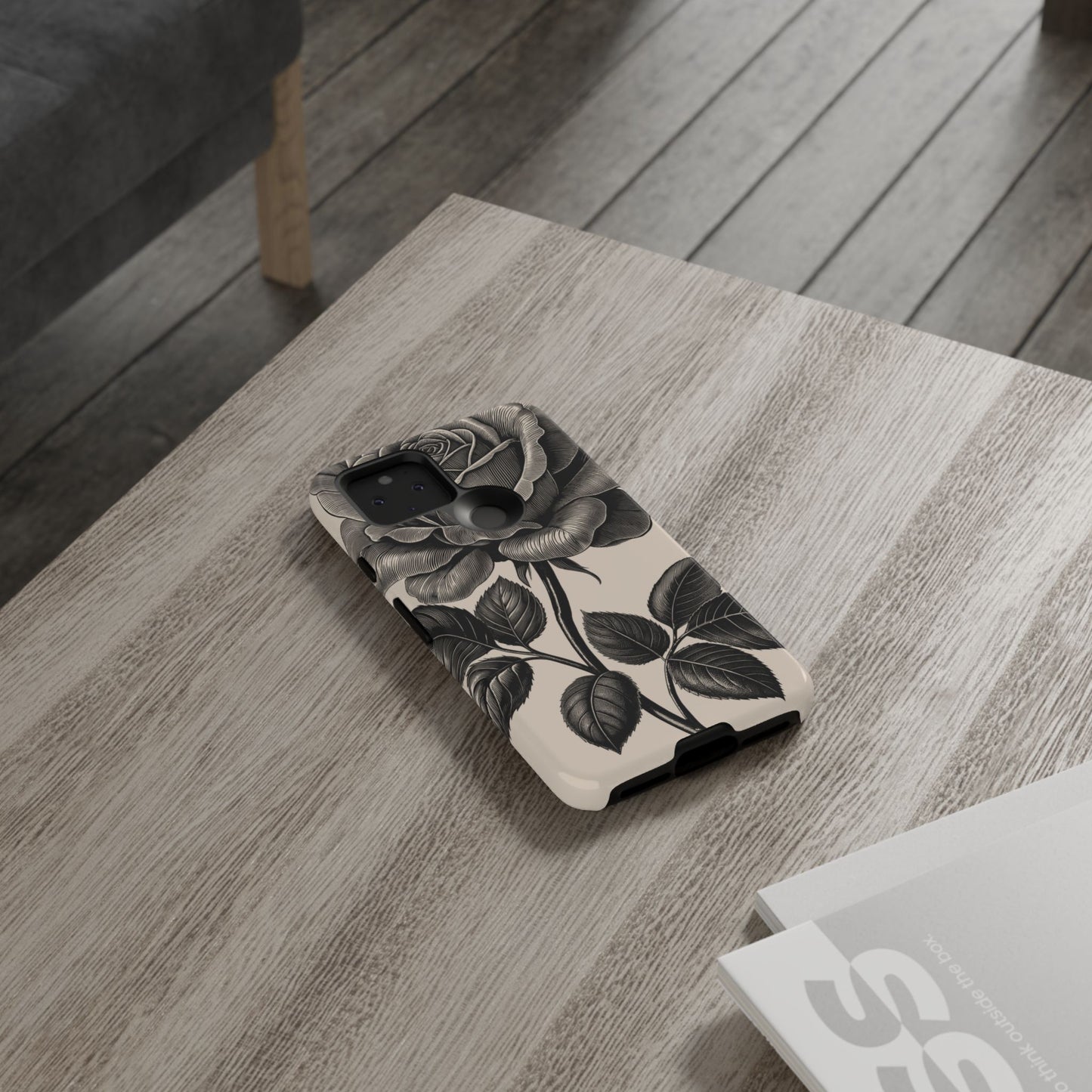 Black Rose Phone Case, Tough Cases with Floral Design, Elegant Tech Accessory, Gift for Flower Lovers, Stylish Protection