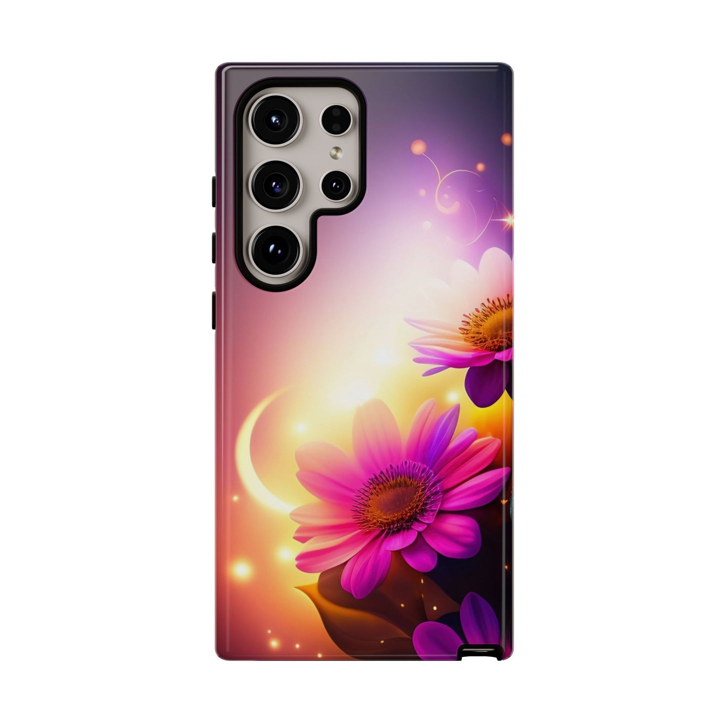 Floral Moonlight Phone Case – Purple Daisy Protective Cover
