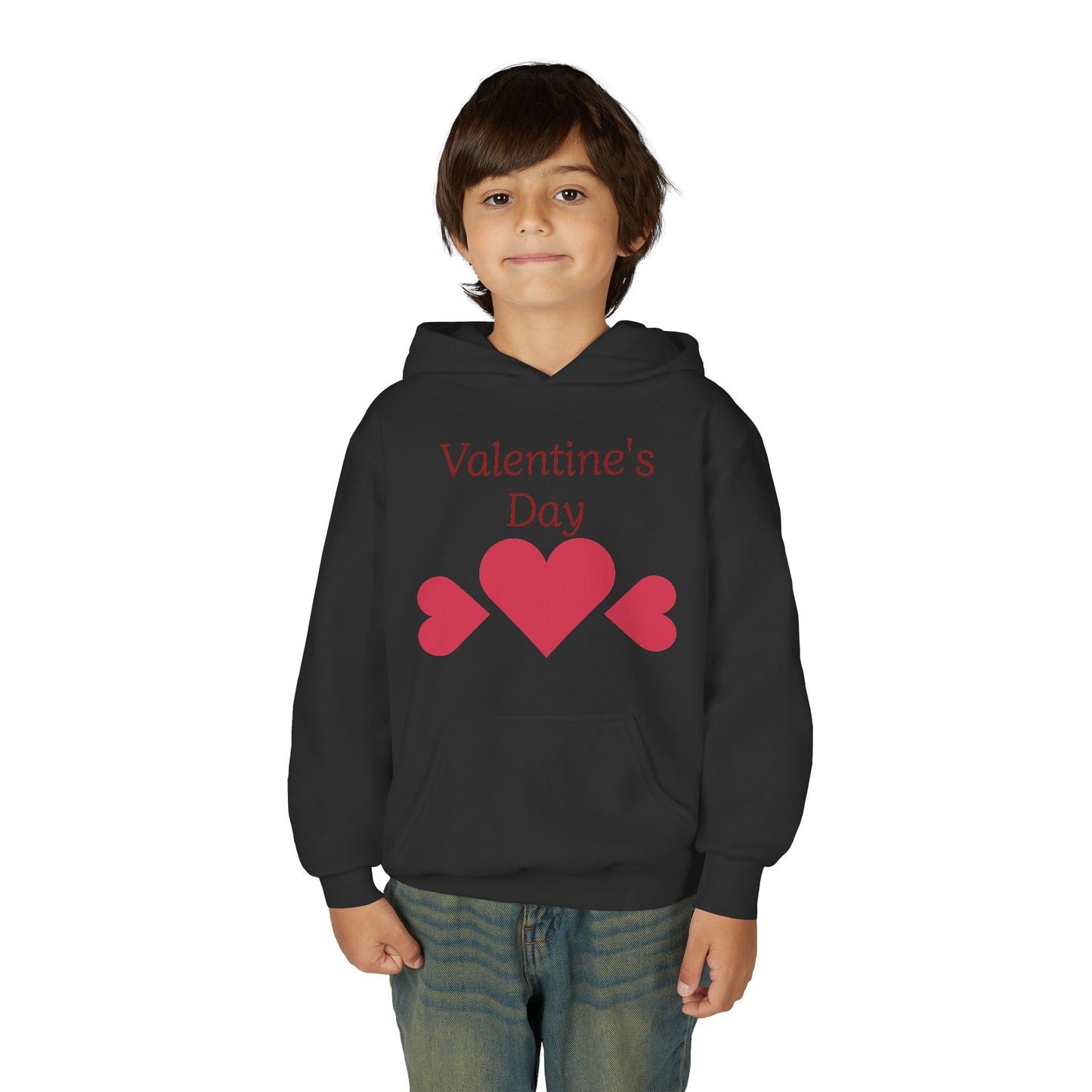 Valentine's Day Kids Hoodie - Pink Heart Trio Youth Sweatshirt