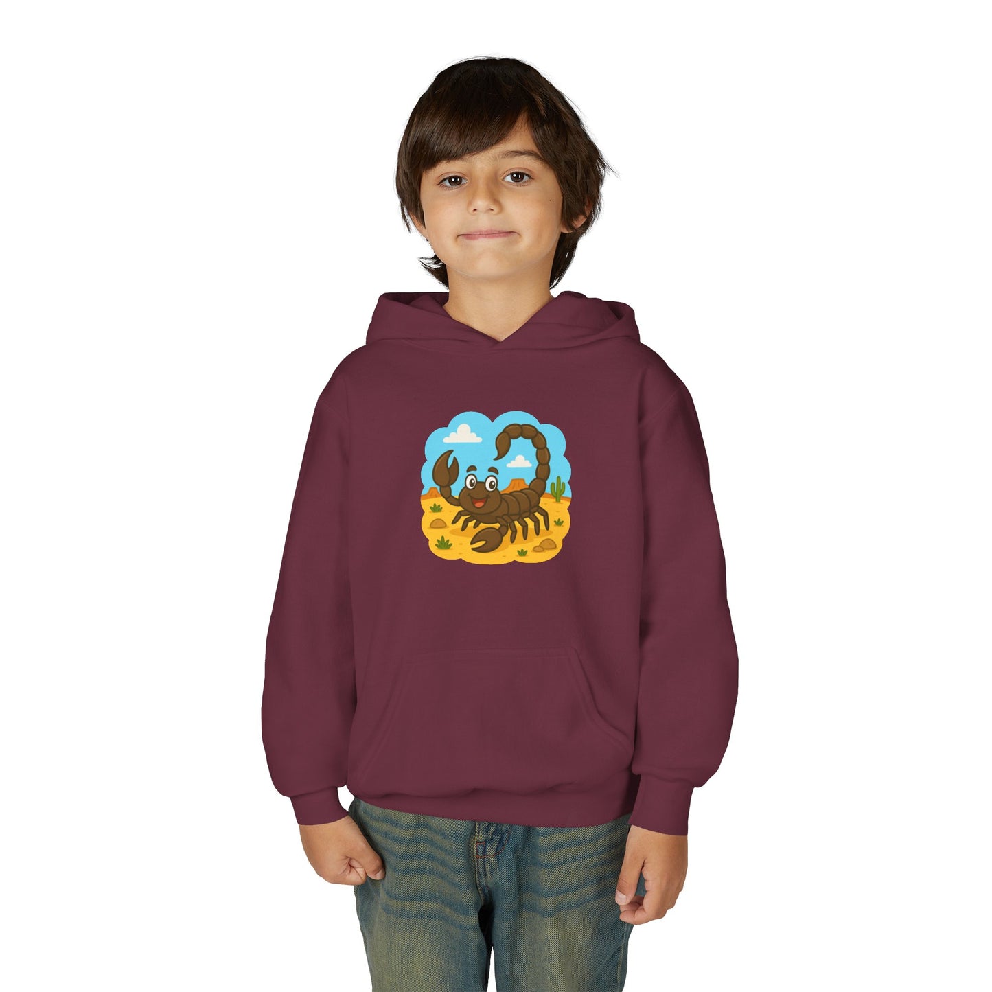 Smiling Scorpion Youth Hoodie | Desert Cartoon Scorpion Kids Sweatshirt