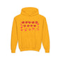 Youth Hoodie — Cute Red Heart Pattern Kids Sweatshirt (Valentine’s Day)