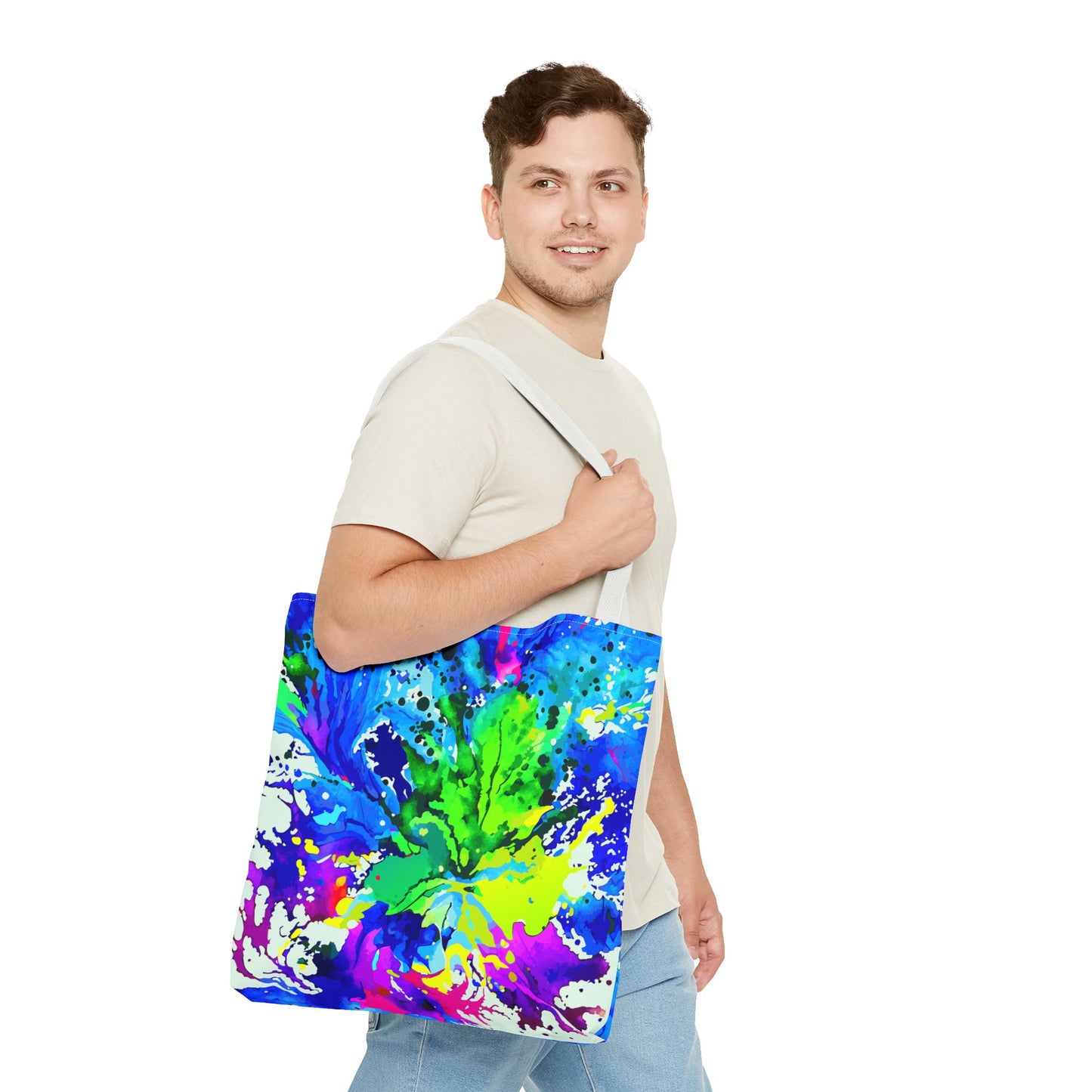 Vibrant Abstract Tote Bag Colorful Shopping Bag, Beach Tote