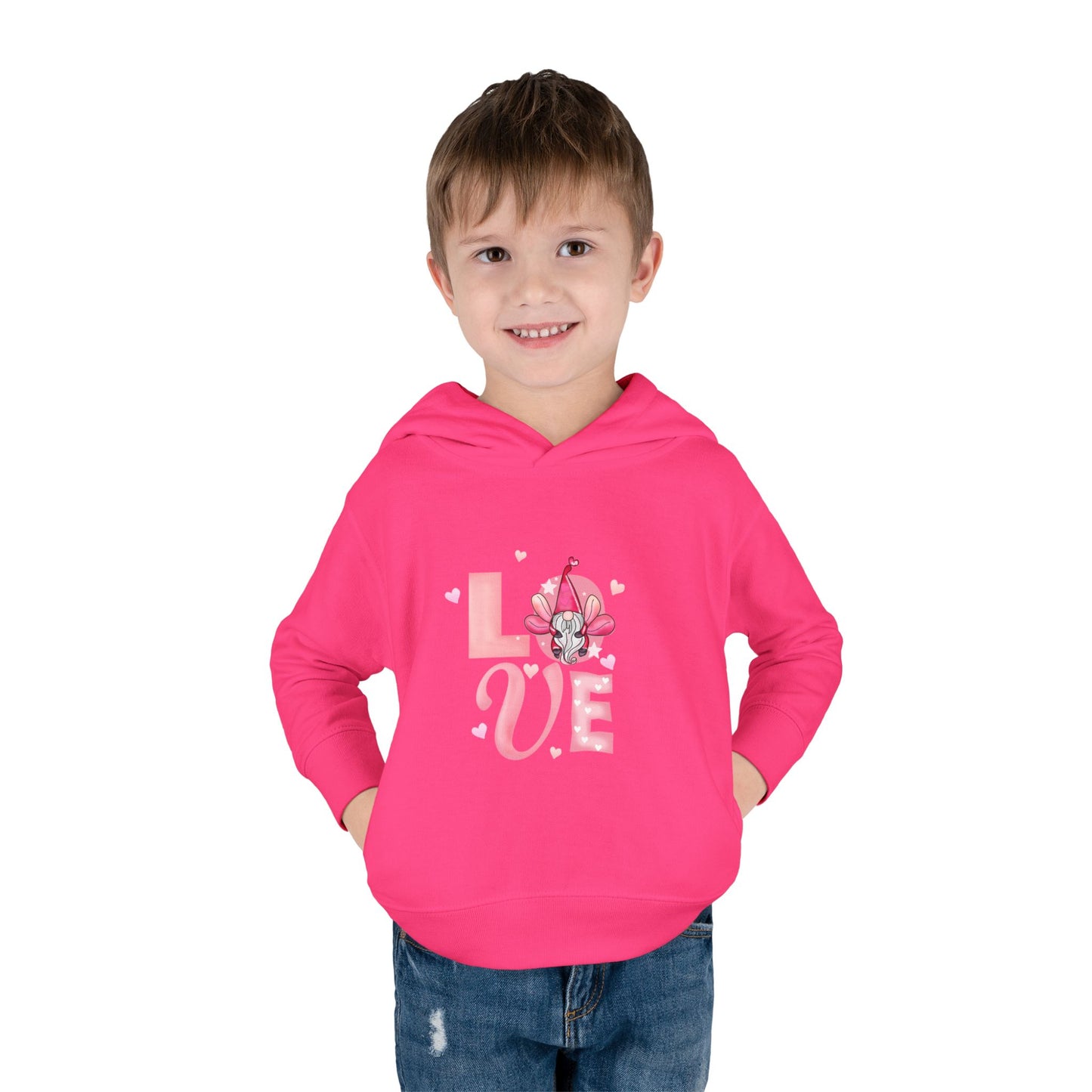 Toddler Hoodie — Pink "LOVE" Unicorn Heart Pullover