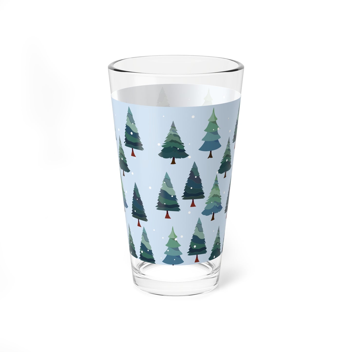 Festive Christmas Mixing Glass, 16oz Drinkware, Holiday Decor, Pine Tree Design, Perfect for Parties, Gift for Home