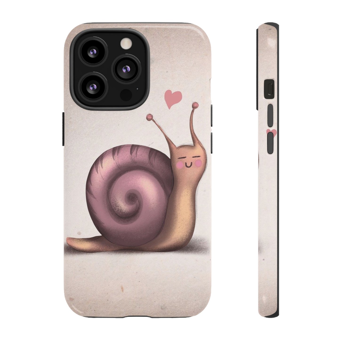 Cute Snail Phone Case — Pink Heart Cartoon Protective iPhone Cover