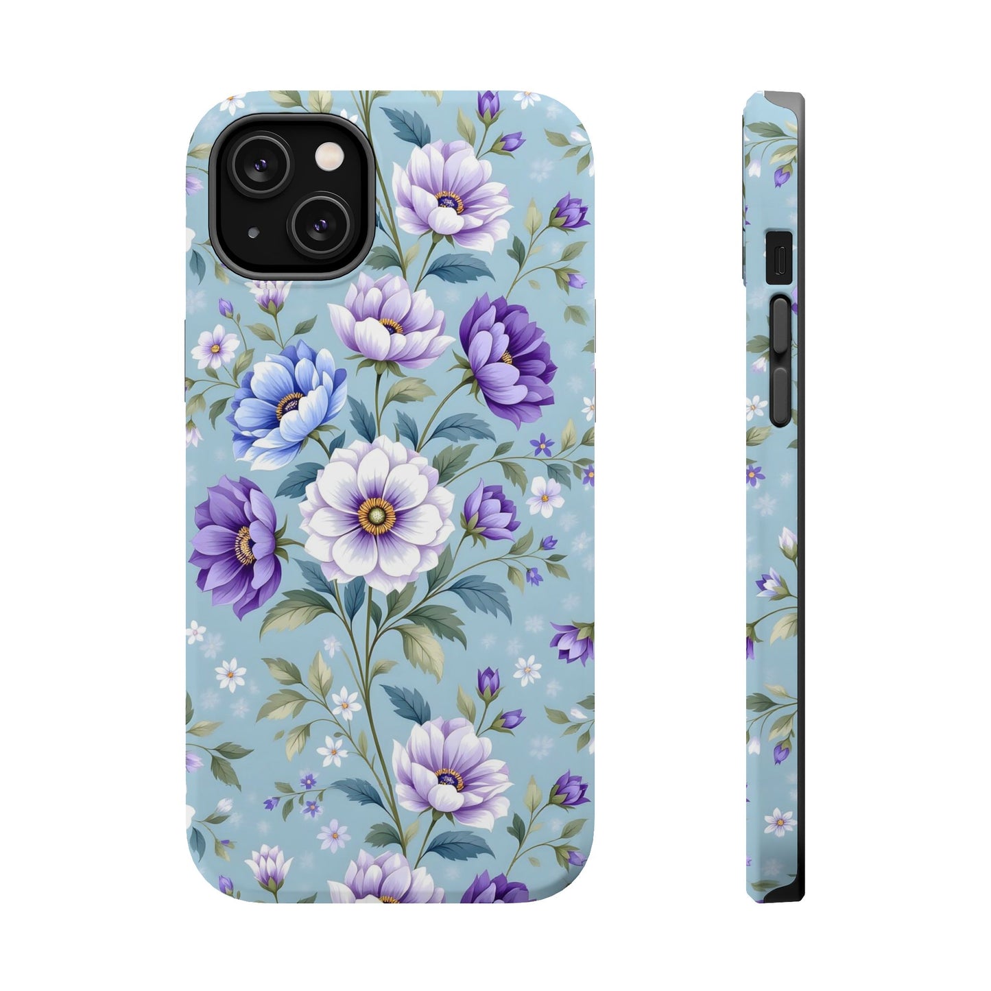 Floral Purple Peony Phone Case — Magnetic Impact‑Resistant Protective Cover