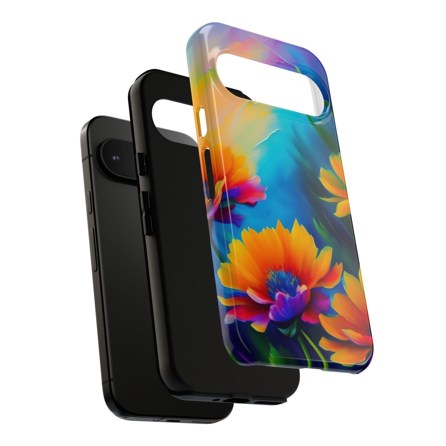 Floral Sunset Tough Phone Case — Vibrant Watercolor Flowers Protective Cover