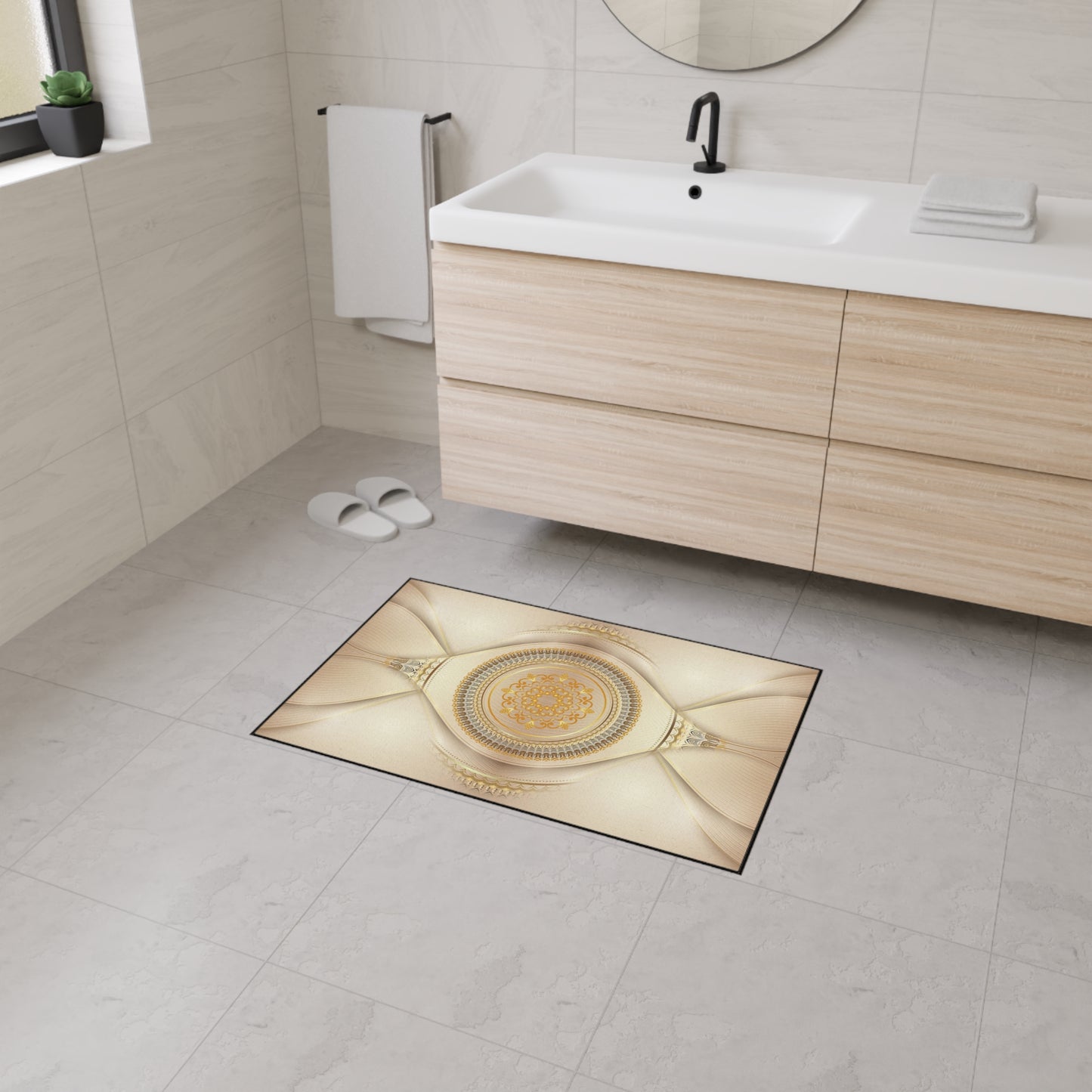 Ornate Mandala Floor Mat — Heavy-Duty Decorative Entrance Rug