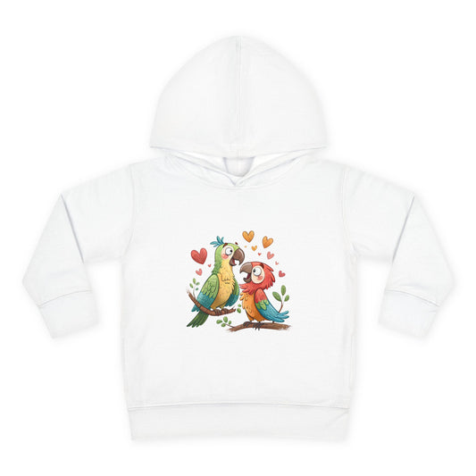 Toddler Hoodie — Cute Parrot Love Pullover (Heart Bird Kids Sweatshirt)