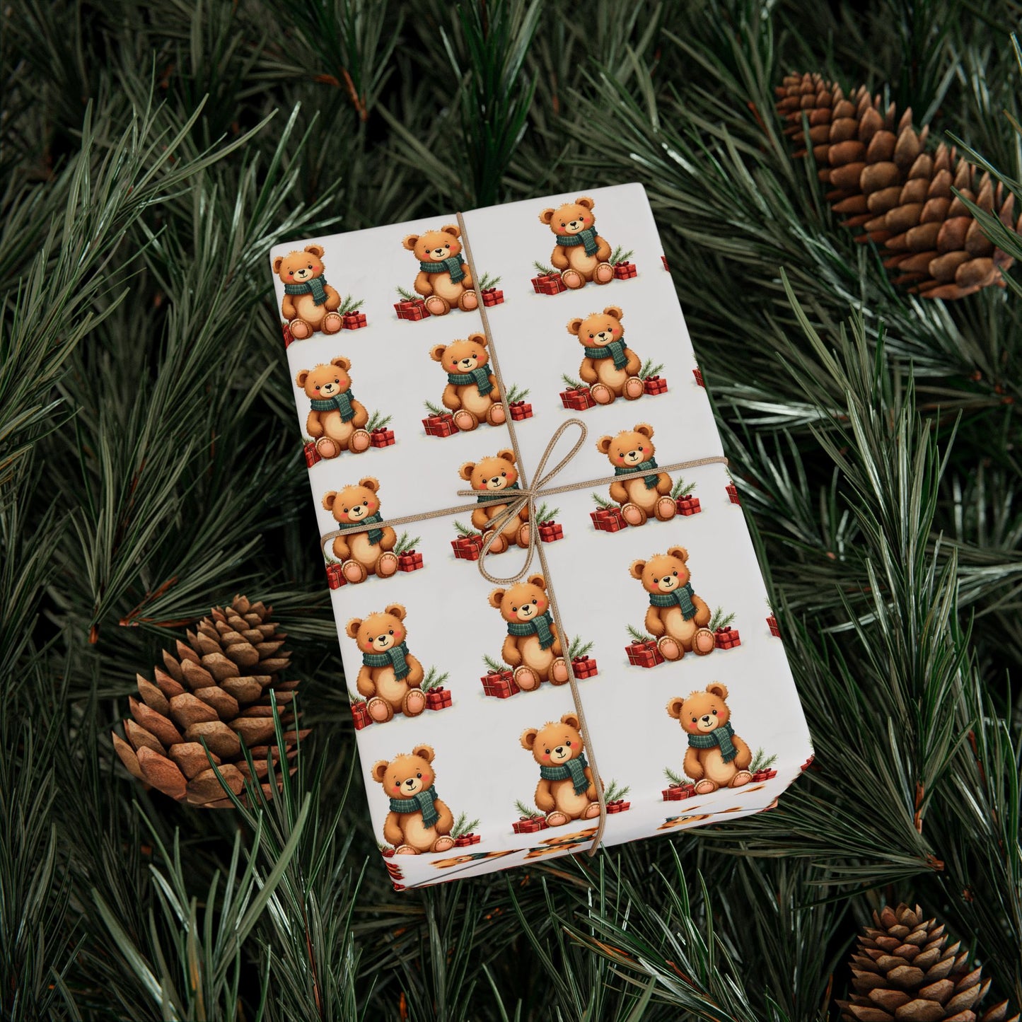 Christmas Teddy Bear Wrapping Paper Roll — Cute Holiday Gift Wrap